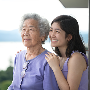 A mom and daughter enjoying the fresh air
